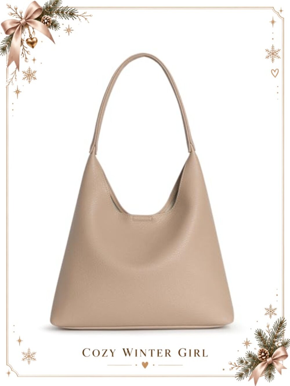 Vegan Leather Slouchy Hobo Shoulder Bag Small Everyday Purse
